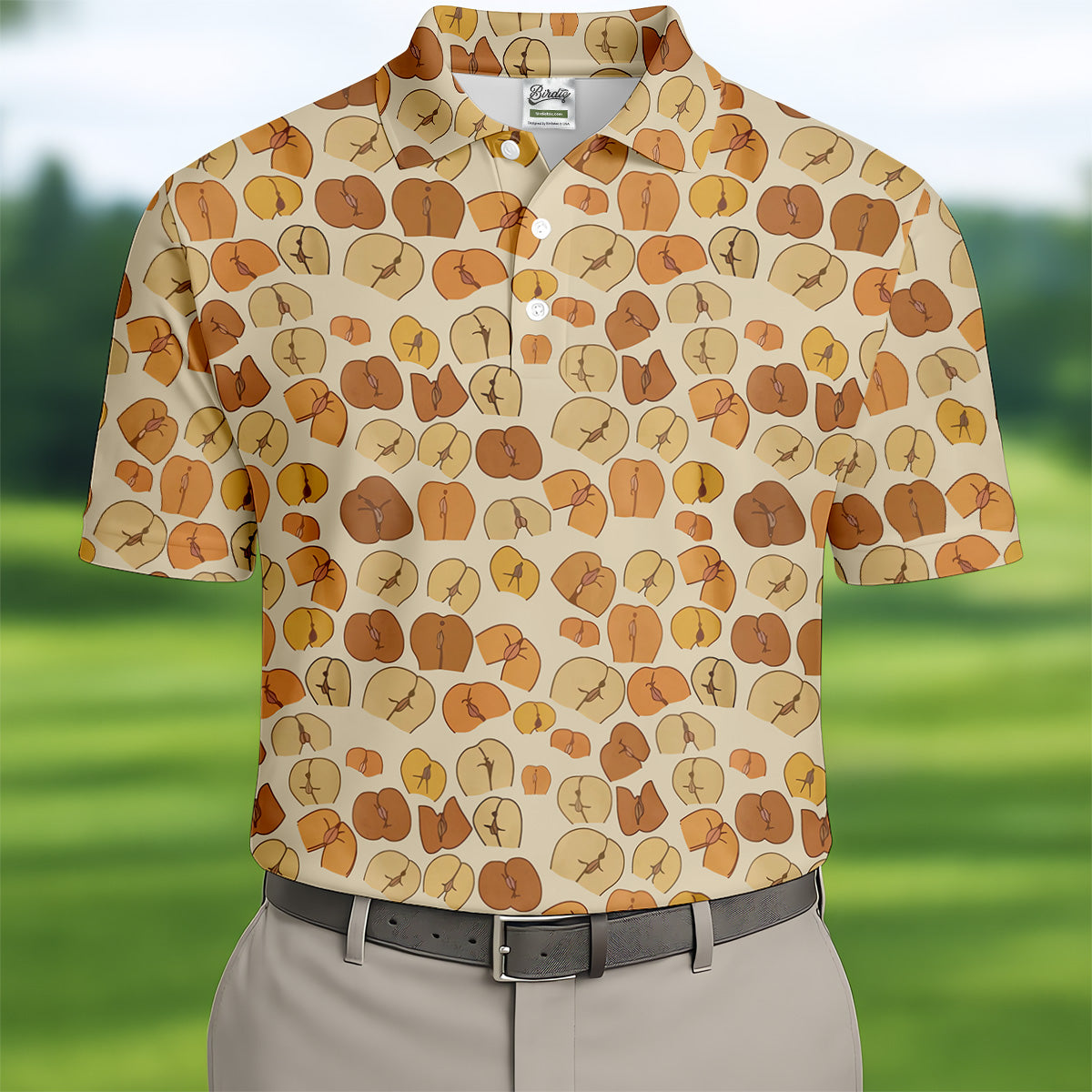Funny Peach Golf Tops For Men, Men's Funny Golf Shirts, Unique Gift For Golfer, Golfing Apparel