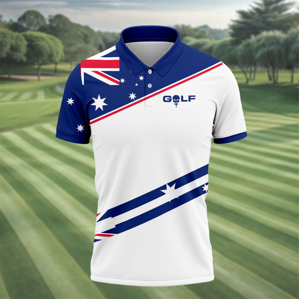 I Put It In Every Hole Australia Flag Print Men's Golf Top, Polo Shirts For Men, Golf Shirts For Men