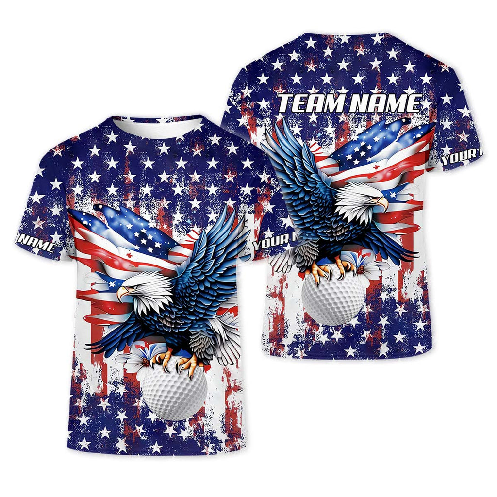 American Eagle And Star Custom Golf Polo ShirtGift For Golfers, Golf Gift Ideas, America 250 Anniversary Golf Shirt