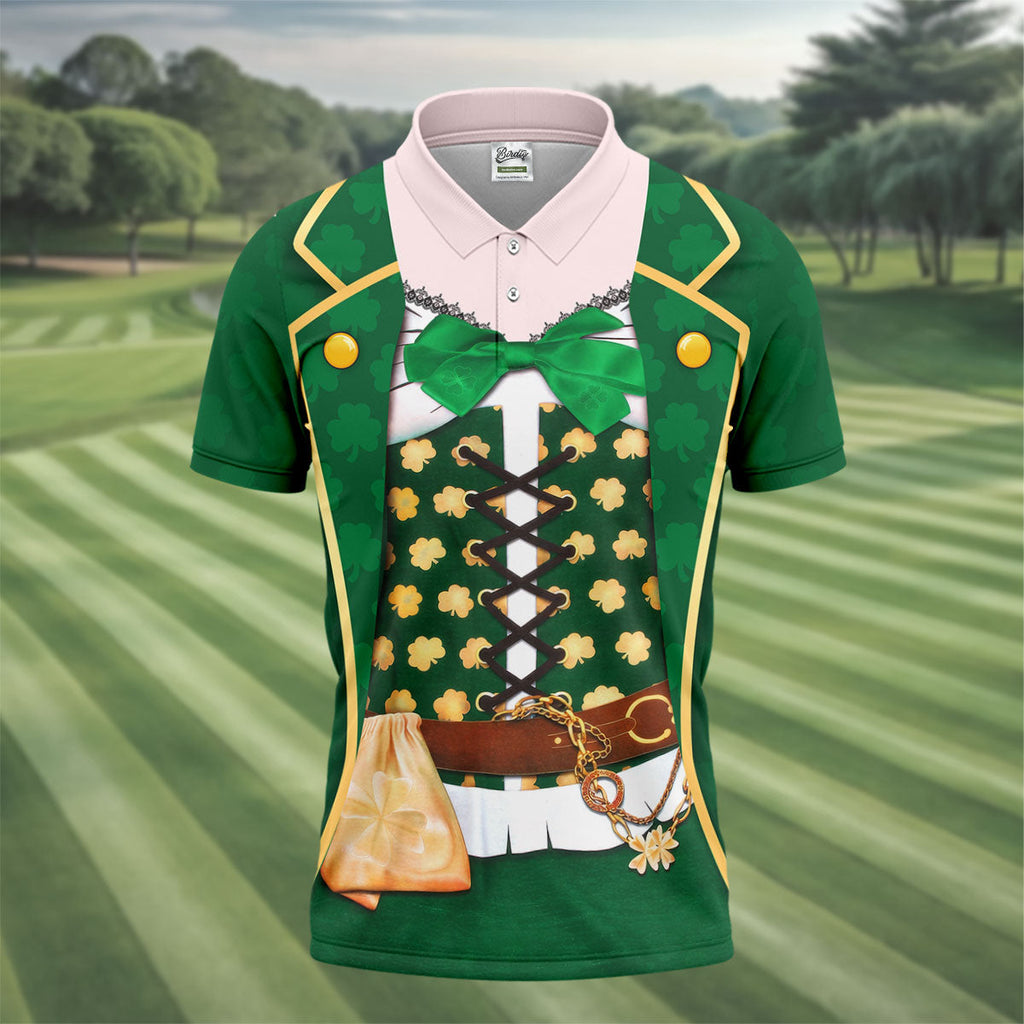 St Patrick's Day Green Leprechaun Costume Print Golf Shirt, Men's Golf Shirt, Golf Gift For Men