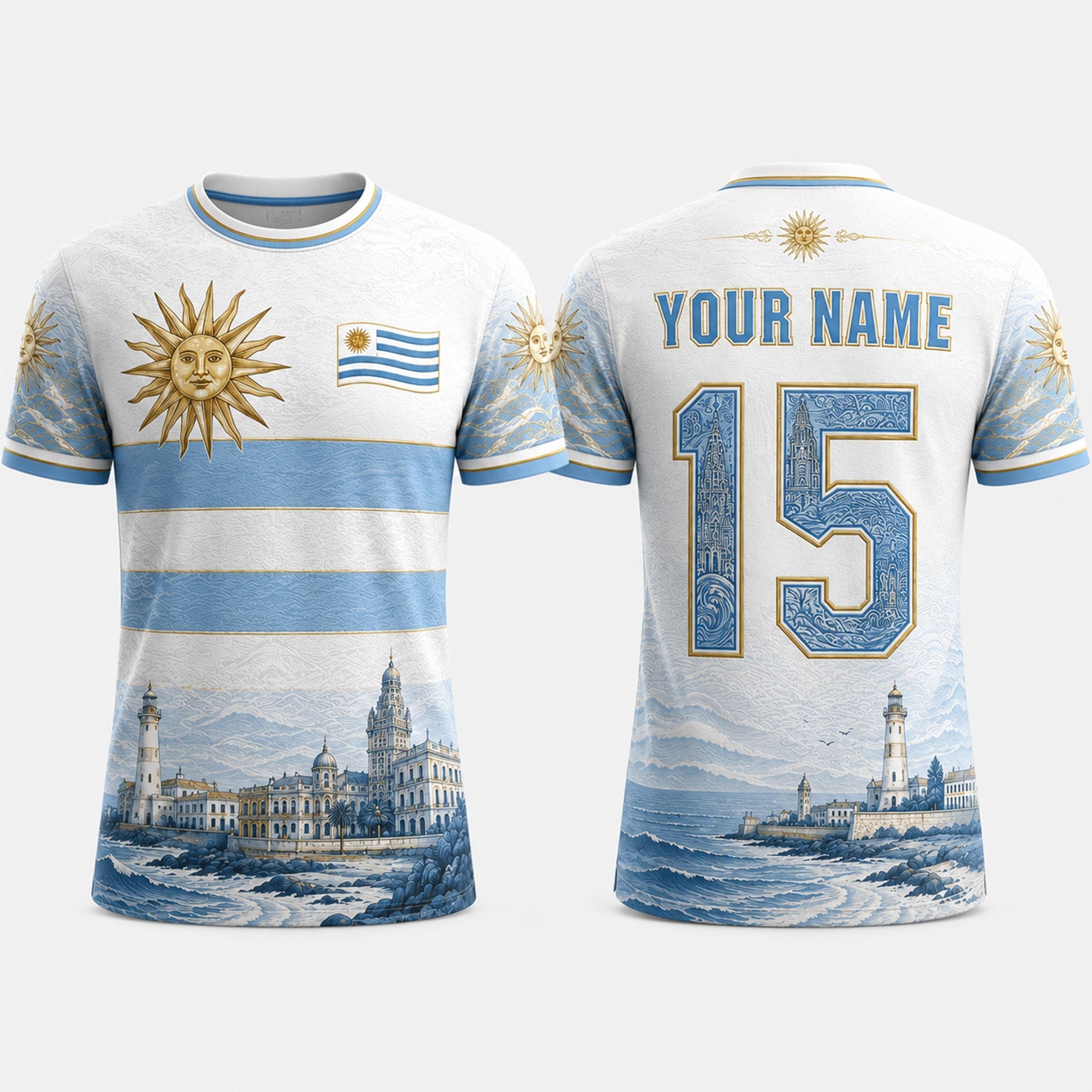 Sol de Mayo Fooball Shirt, Uruguay Flag V-NeckMen Football Lover, Football Gifts