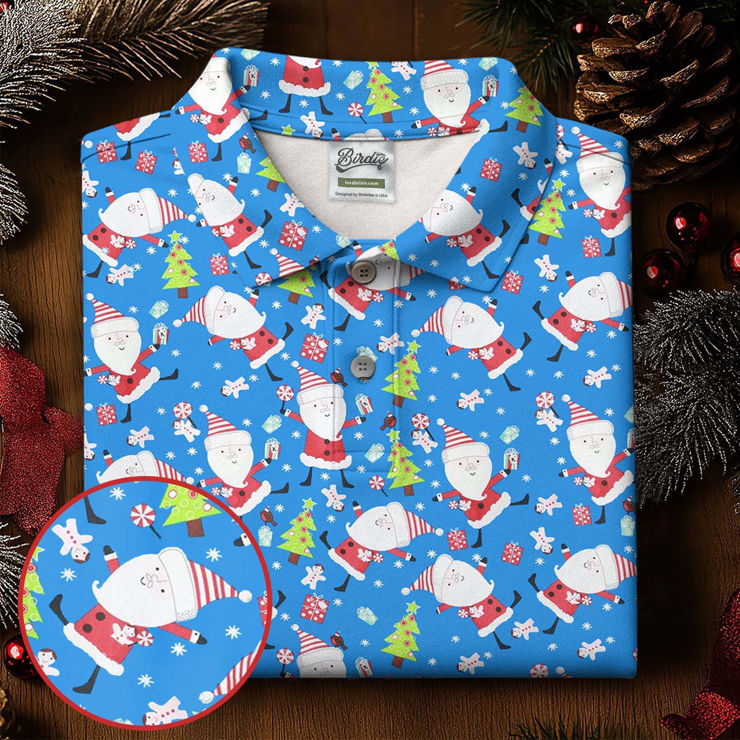 Funny Santa Claus Blue Golf Shirt, Christmas Golf Shirt, Fun Golf Shirts For Men, Golf Gift For Men