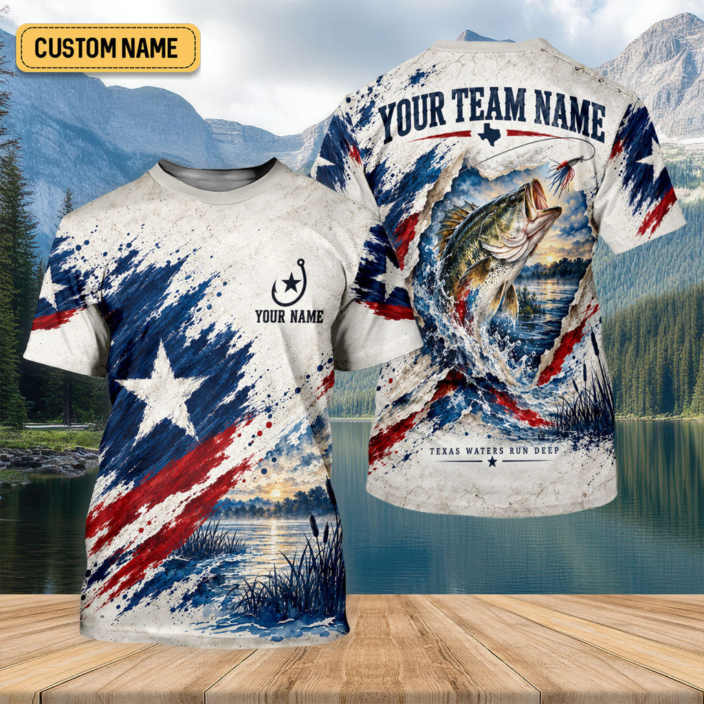 Personalized Texas Bass Fishing UPF Shirt, Fishing Shirts For Men, Bass Fishing Shirt