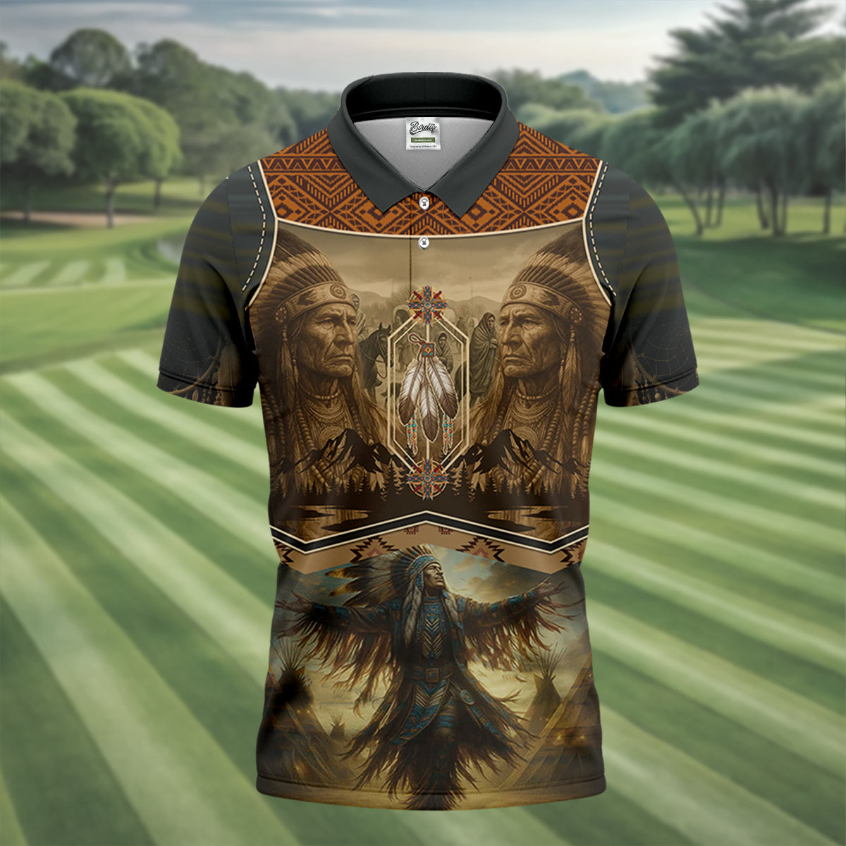 Spirit of the Ancestors Golf Tops For Men, Native American Ancestry Polo Shirts For Men, Indigenous Peoples Month