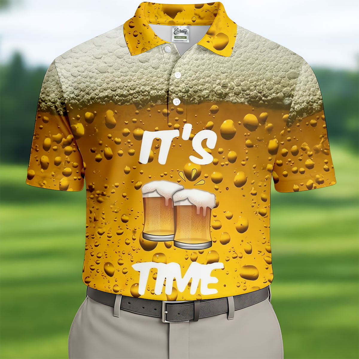 It's Time Golf And Beer Men's Funny Golf Shirts, Hawaiian Golf Shirt, Polo Shirts For Men