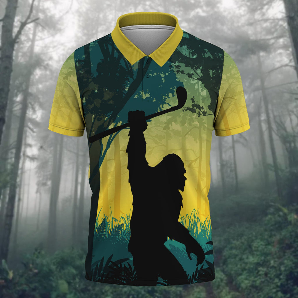 Bigfoot Men's Golf Polo ShirtGolfing Apparel, Mens Golf Gift, Funny Golf Shirt