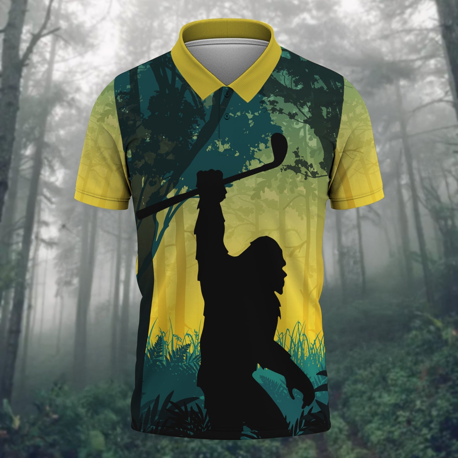 Bigfoot Men's Golf Polo ShirtGolfing Apparel, Mens Golf Gift, Funny Golf Shirt