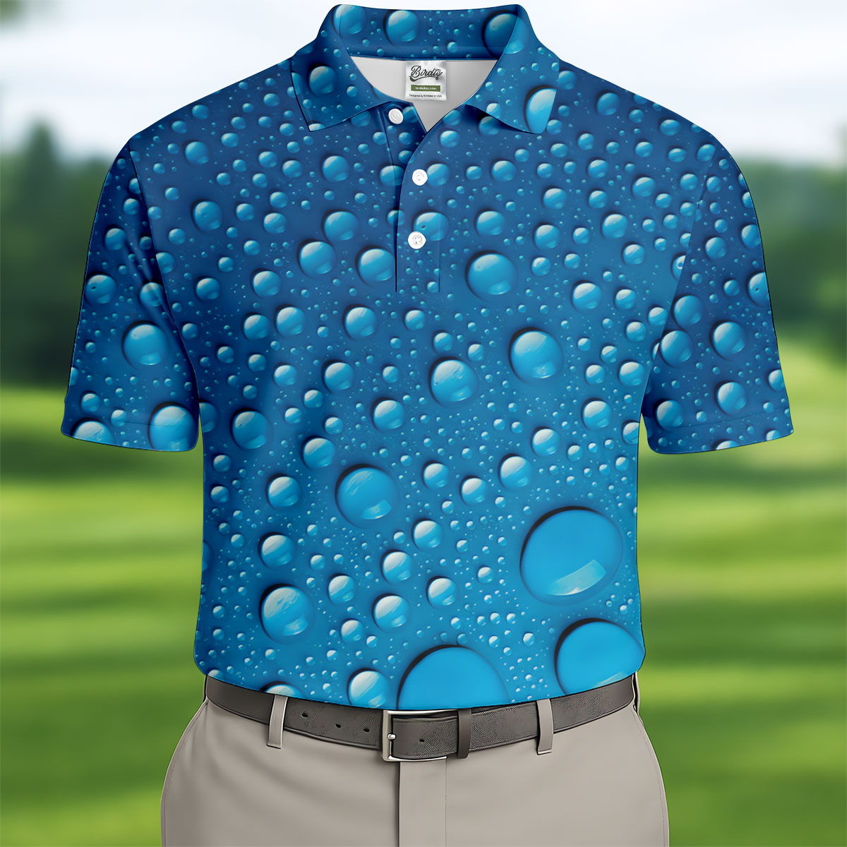 Rain Drops Blue Golf Shirt, Golf Tops For Men, Golf Shirts For Men, Polo Shirts For Men