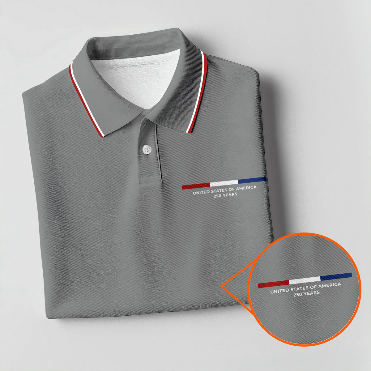 United States Of America 250 Years Grey Golf Shirt, Patriotic Golf Shirt, Golf Shirts For Men