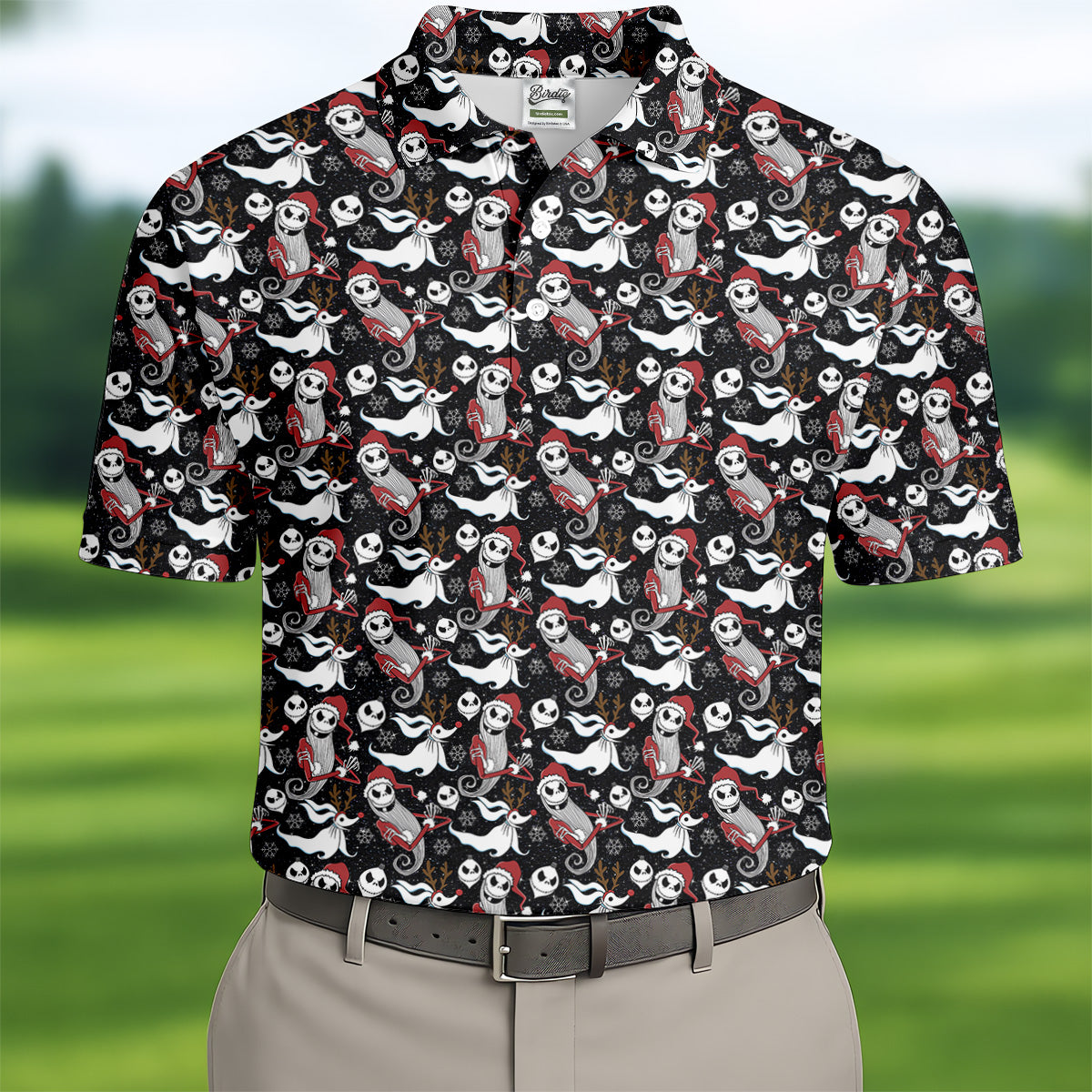 Horror Christmas Black Golf Shirt, Christmas Golf Shirt, Polo Shirts For Men, Golf Gift For Men