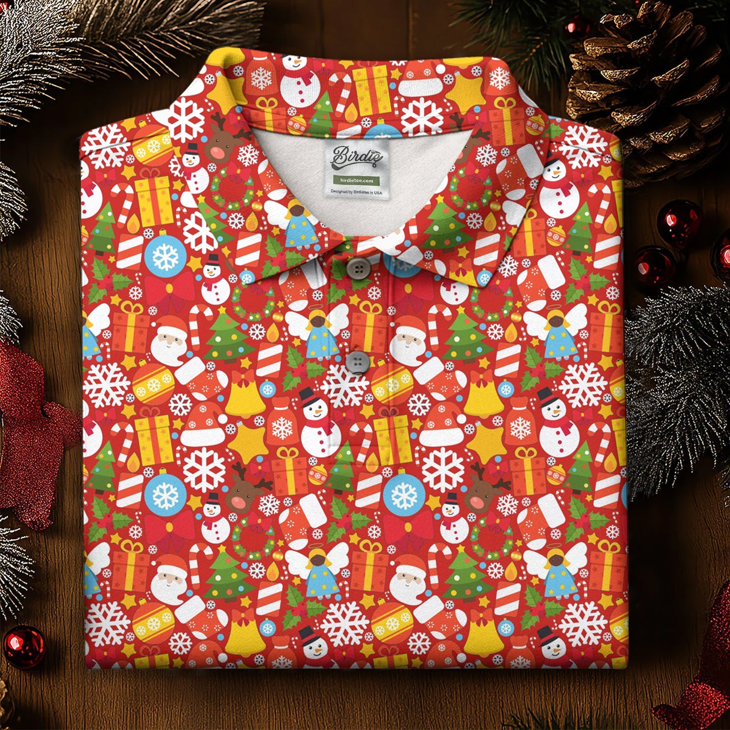 Festive Christmas Red Golf Shirt, Christmas Golf Shirt, Polo Shirts For Men, Golf Gift For Men, Golfing Apparel