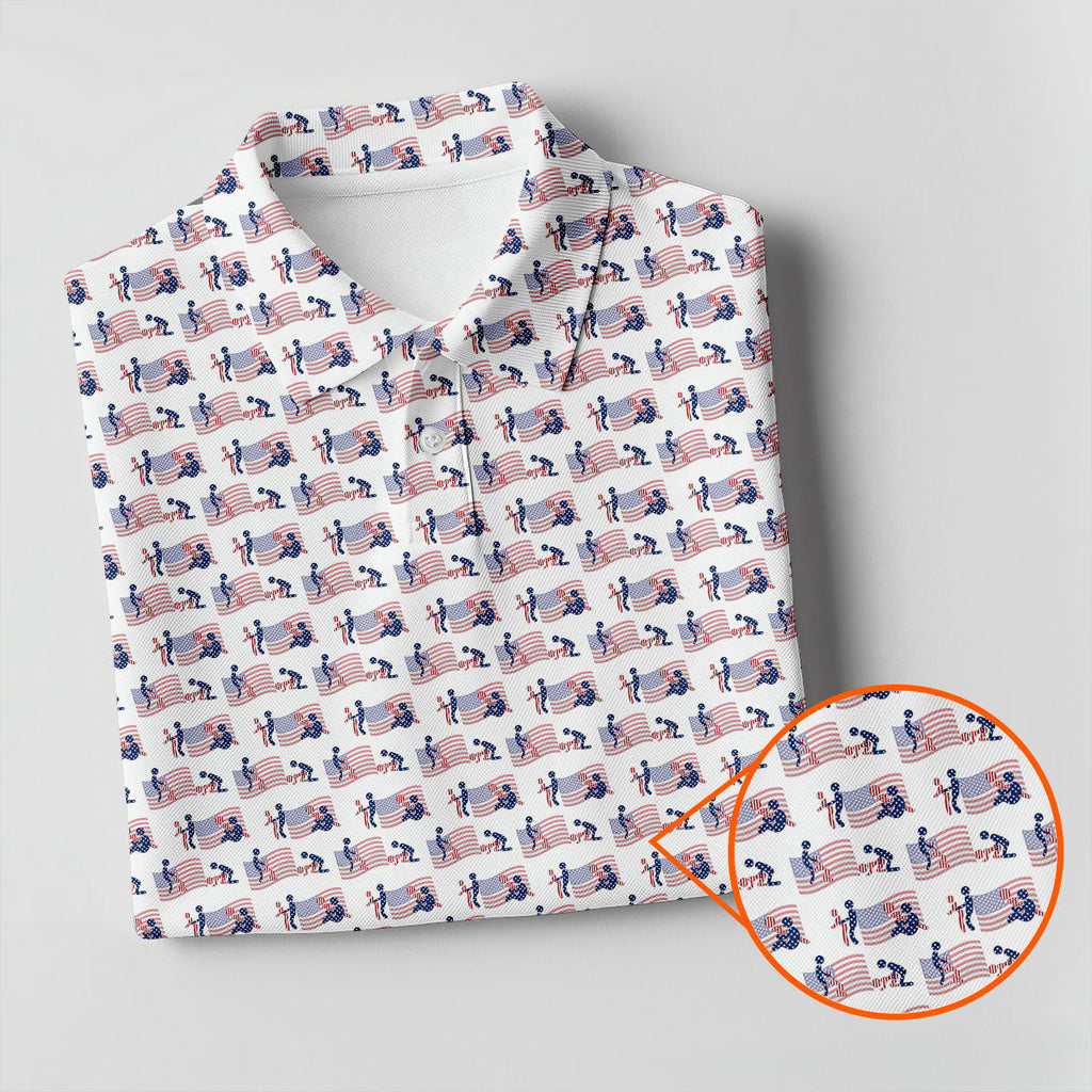 Naughty Position American Flag Pattern Patriotic Golf Shirts, 250th Anniversary Ladies Golf Shirts