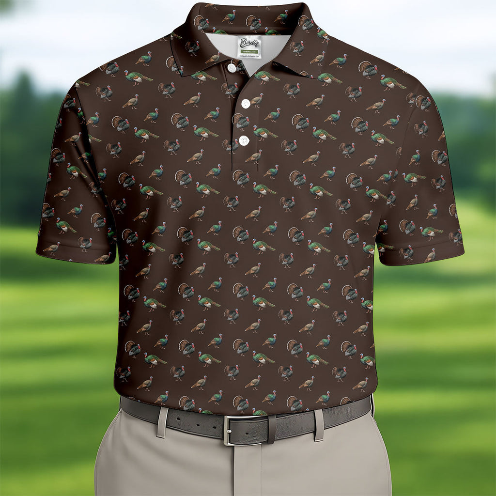 Turkey Hunting Seamless Pattern Funny Golf Shirts, Father's Day Golf Shirt, Golf Gift For Dad