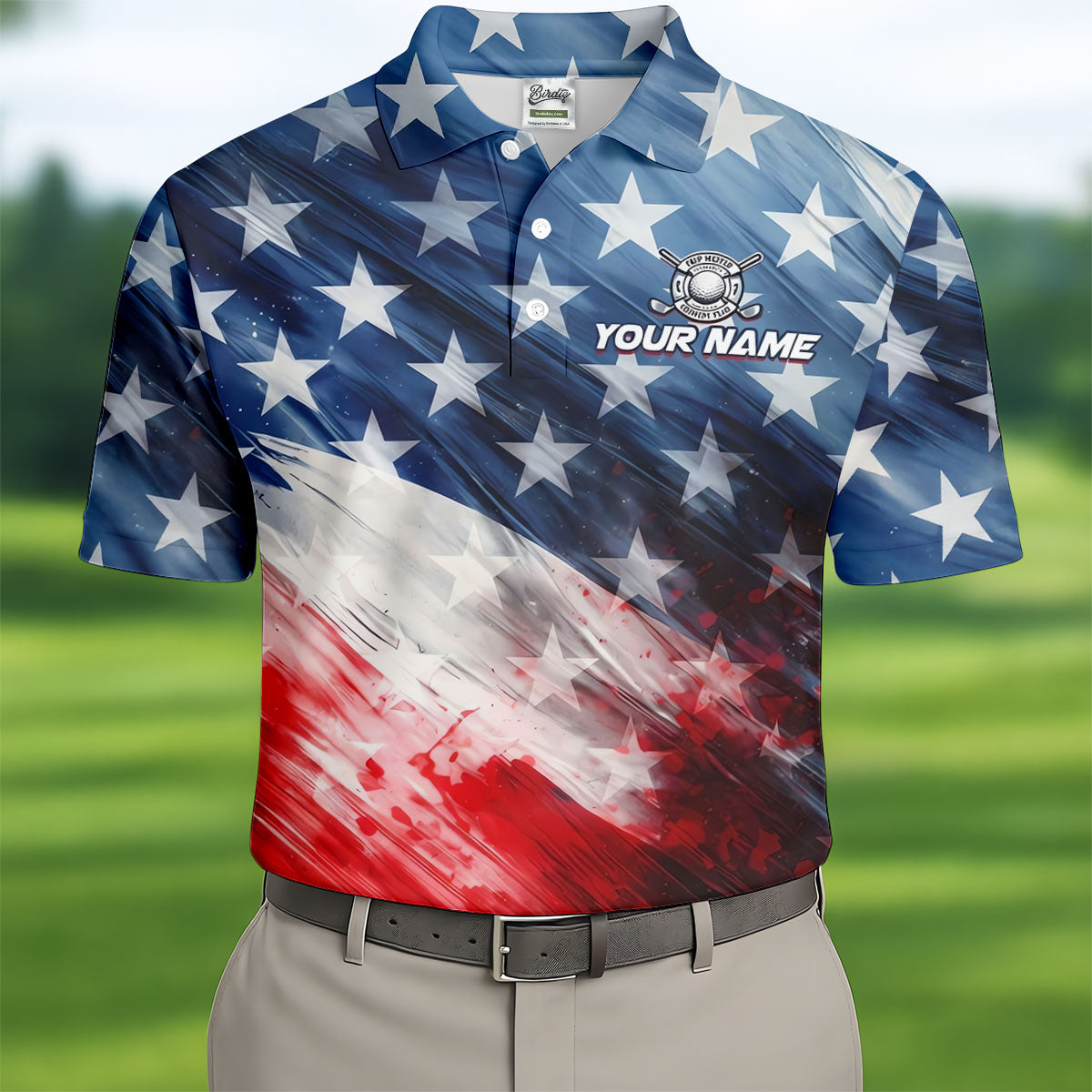 Red White Blue Gradient Art 4th Of July Patriotic Golf Shirt, 250 Years Golf Shirts For Men