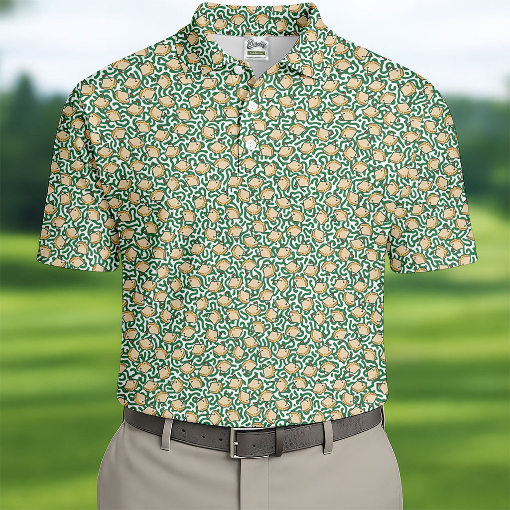 Sandwich Golf Course Seamless Pattern Performance Golf Shirt, Golf Tops For Men, Golf Shirts For Men