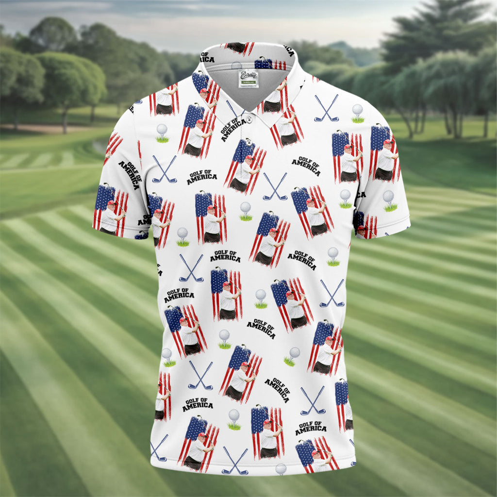 Golf Of America Patriotic Golf Shirt, Men's Funny Golf Shirts, 250 Years 4th Of July Golf Shirts For Men