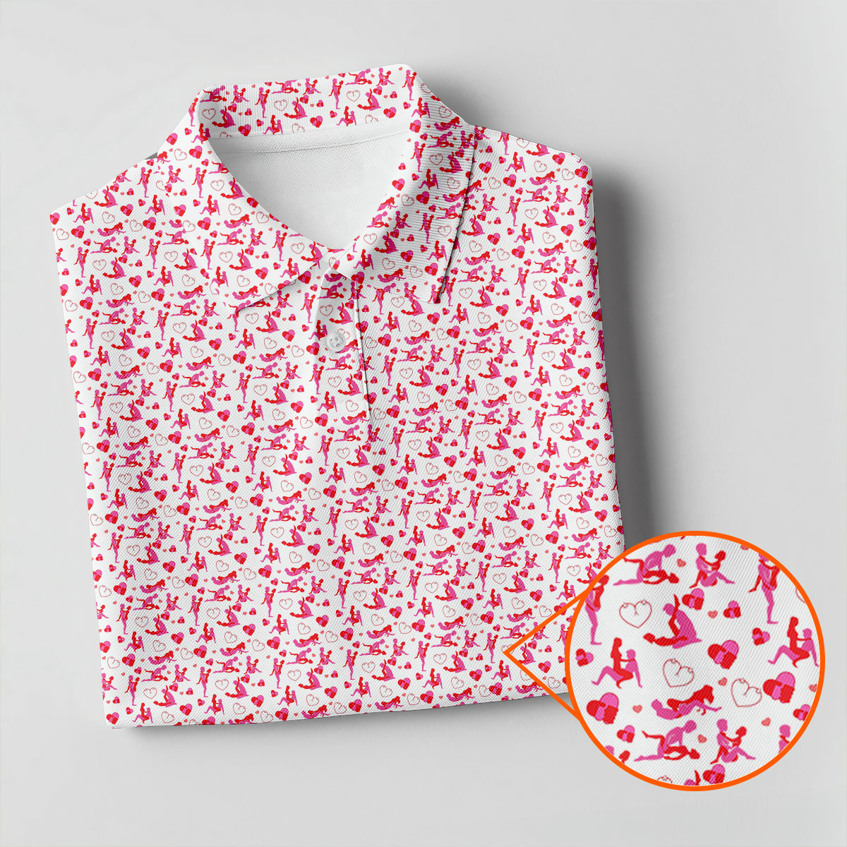 Naughty Couple Hot Positions Fun Golf Shirts For Men, Valentines Golf Gift, Polo Shirts For Men