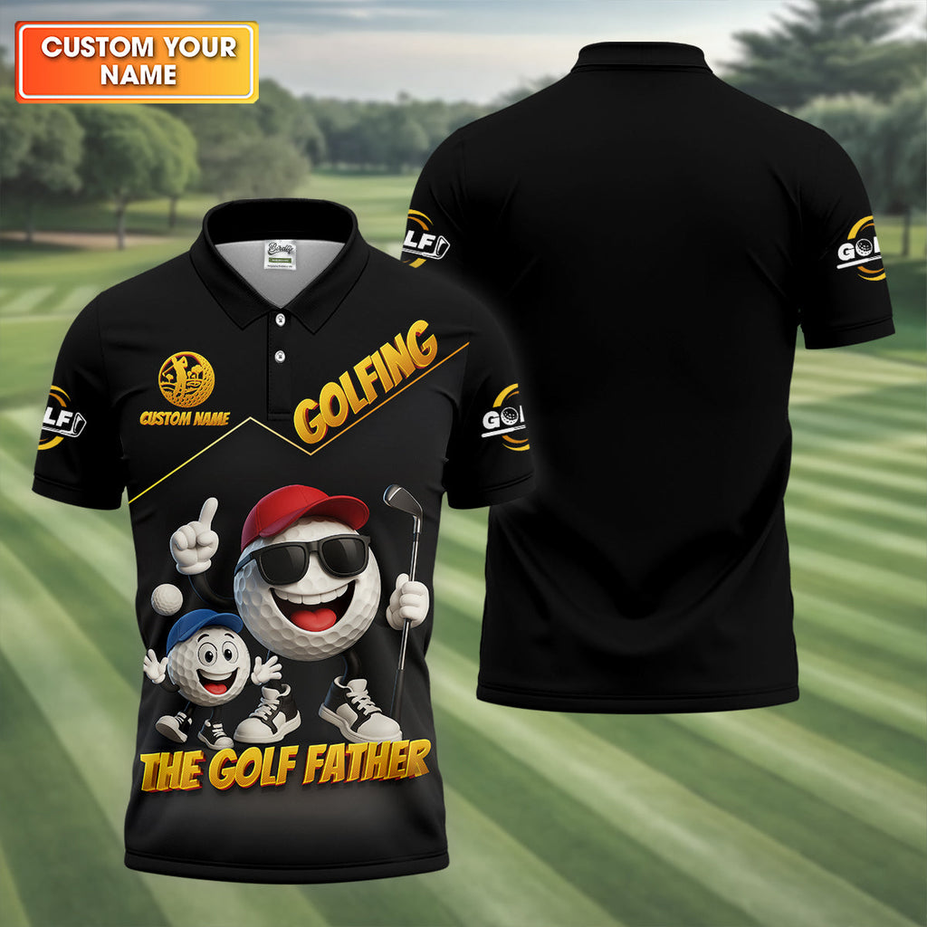 The Golf Father Custom Men's Golf Polo ShirtDad Golf Gift, Christmas Golf Gift