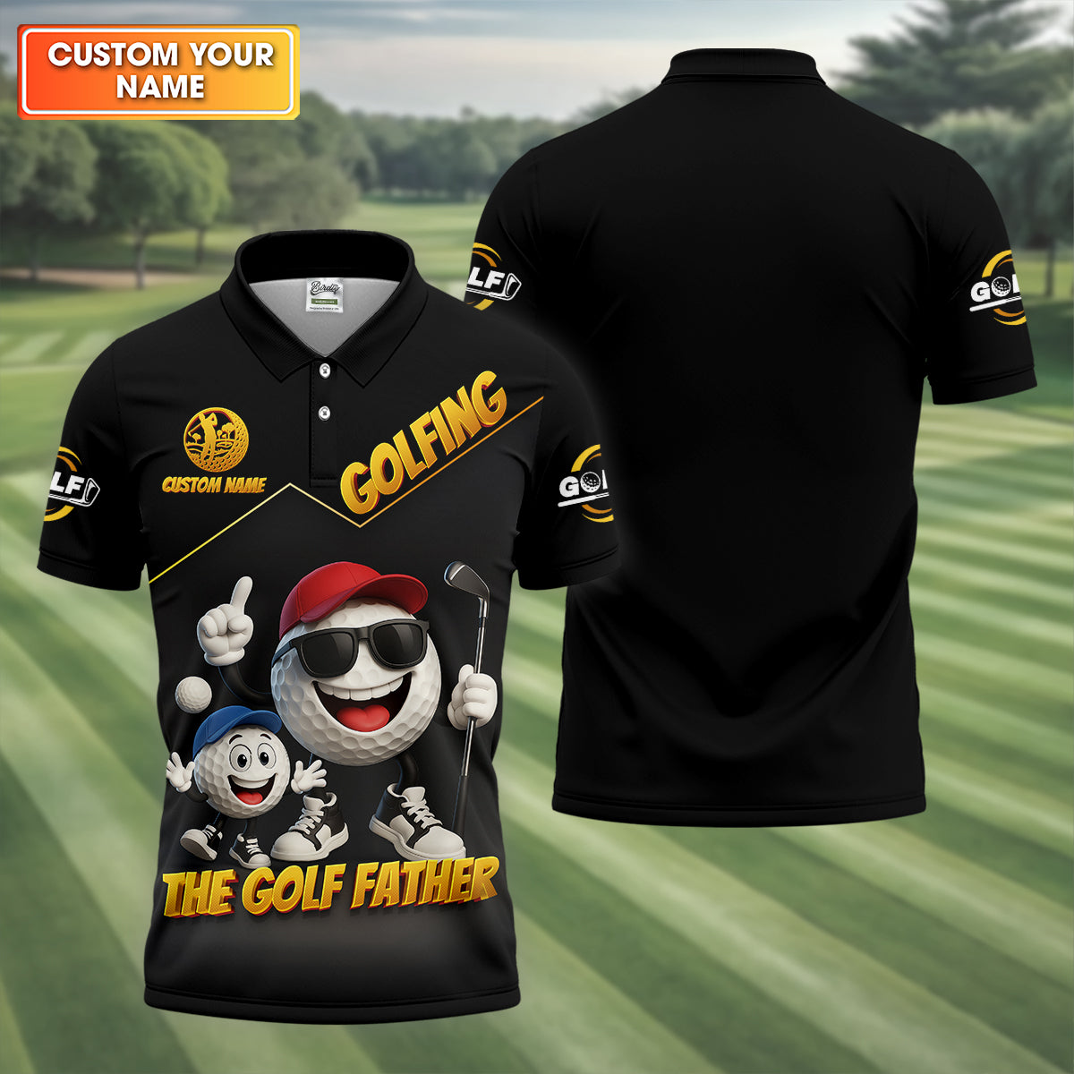 The Golf Father Custom Men's Golf Polo ShirtDad Golf Gift, Christmas Golf Gift