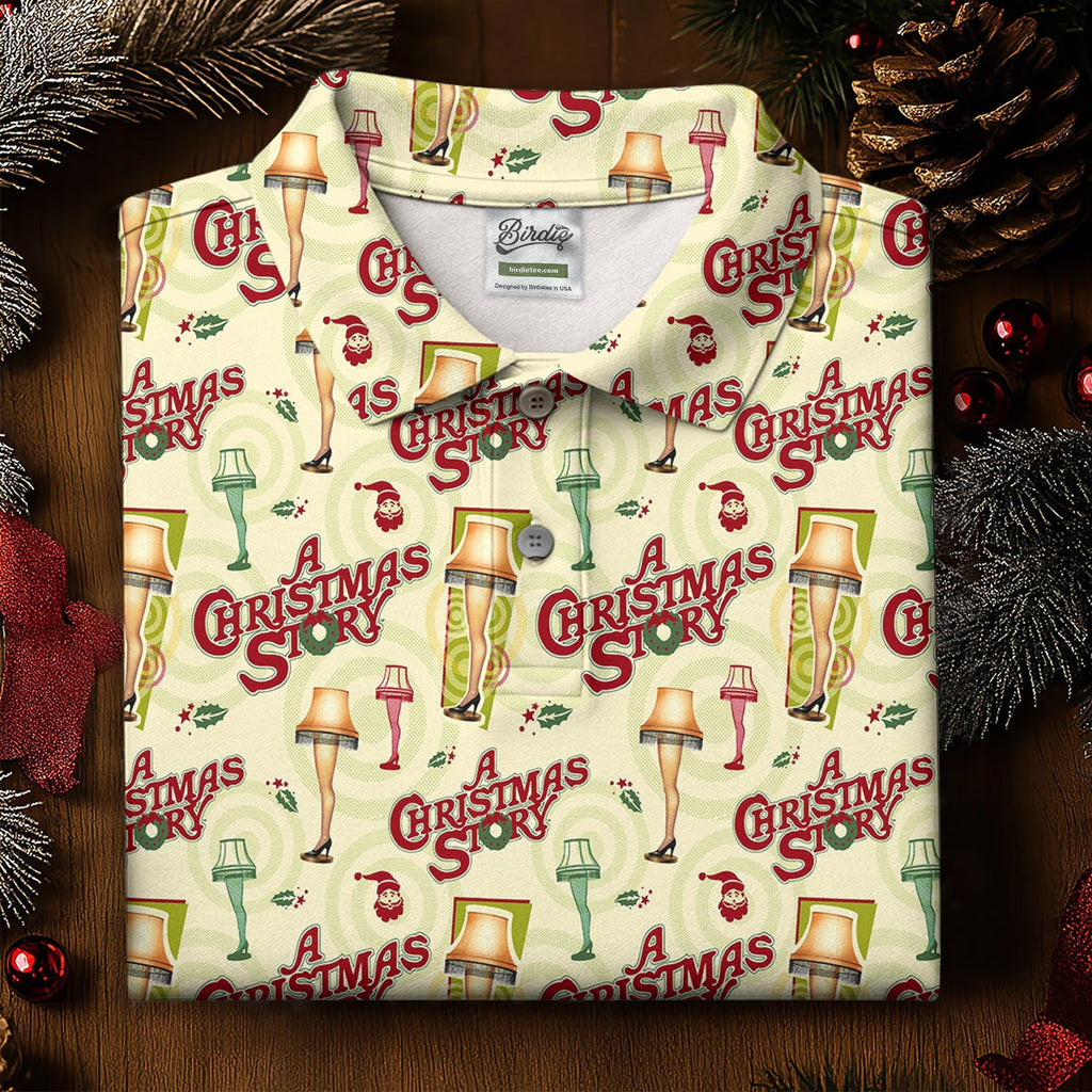 Christmas Story Leg Lamp Golf Tops For Men, Fun Golf Shirts For Men, Christmas Golf Shirt, Polo ShirtFor Men