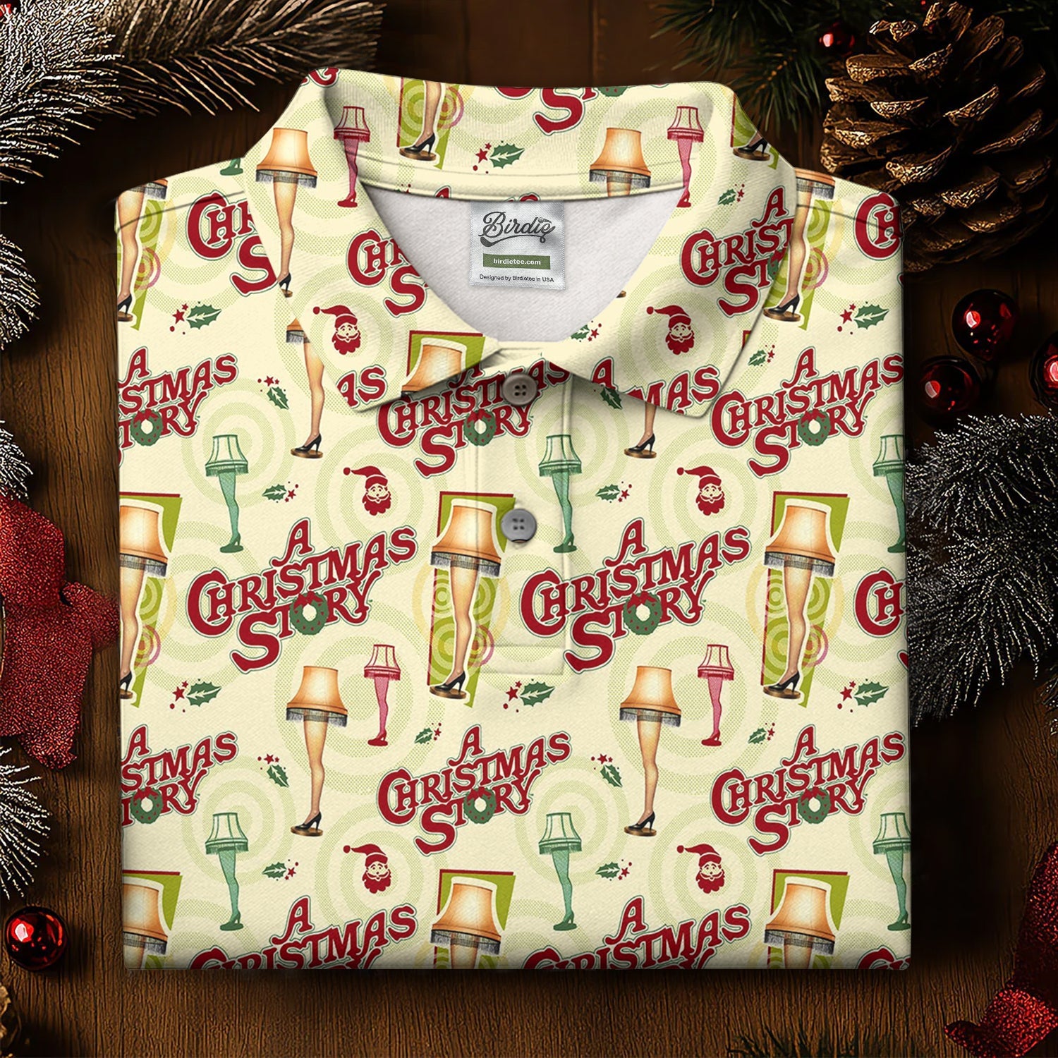 Christmas Story Leg Lamp Golf Tops For Men, Fun Golf Shirts For Men, Christmas Golf Shirt, Polo ShirtFor Men