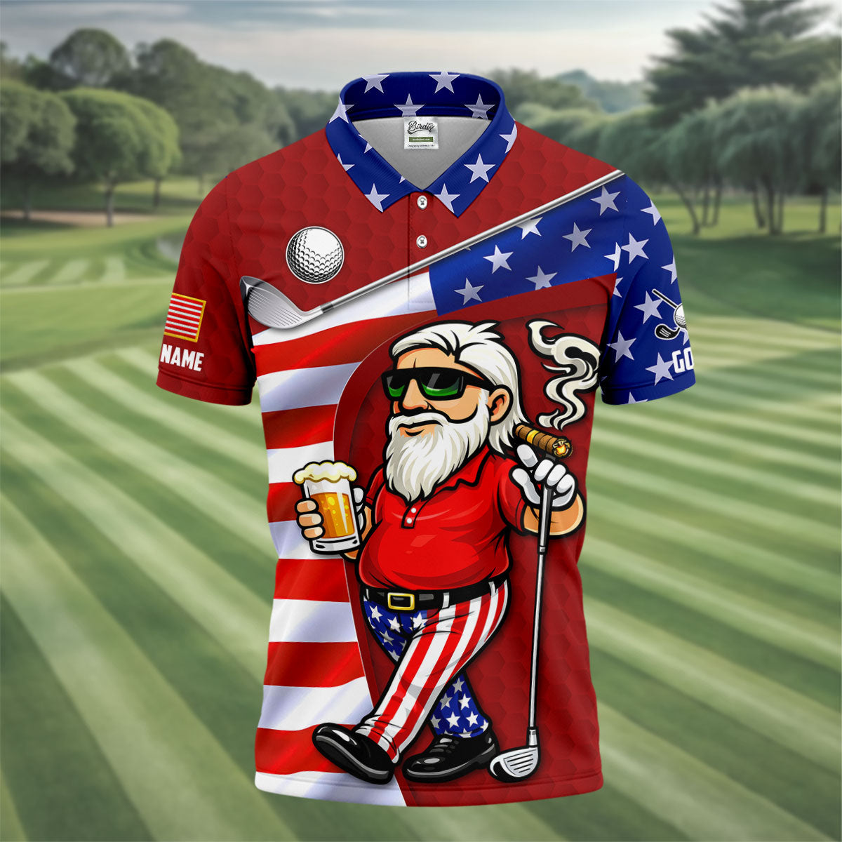 Swing Swear Drink Repeat Golf And Beer Patriotic Man 4th Of July Red Golf Shirt, 250 Years Golf Shirts For Men