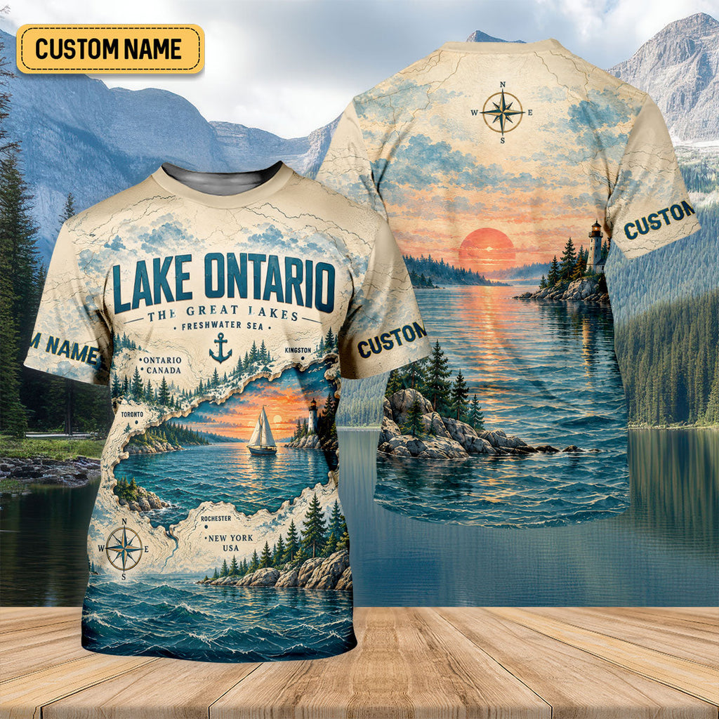 Custom Lake Ontario Great Lakes Fishing UPF Shirt, Fishing Sun Shirt, Womens Fishing Tee