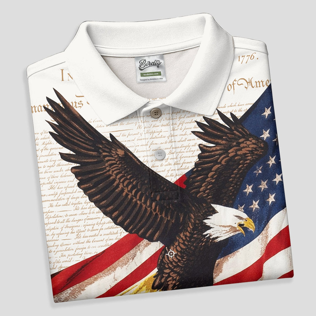 American Flag And Eagle Patriotic Pride Golf Tops For Men, 250th Anniversary Patriotic Golf Shirts For Men