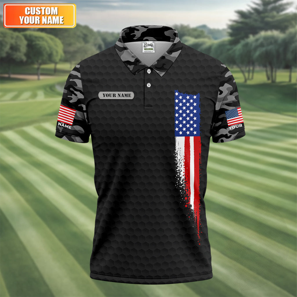 250 Years Of Freedom Black Camo Patriotic Golf Shirt, 4th Of July Golf Shirts For Men