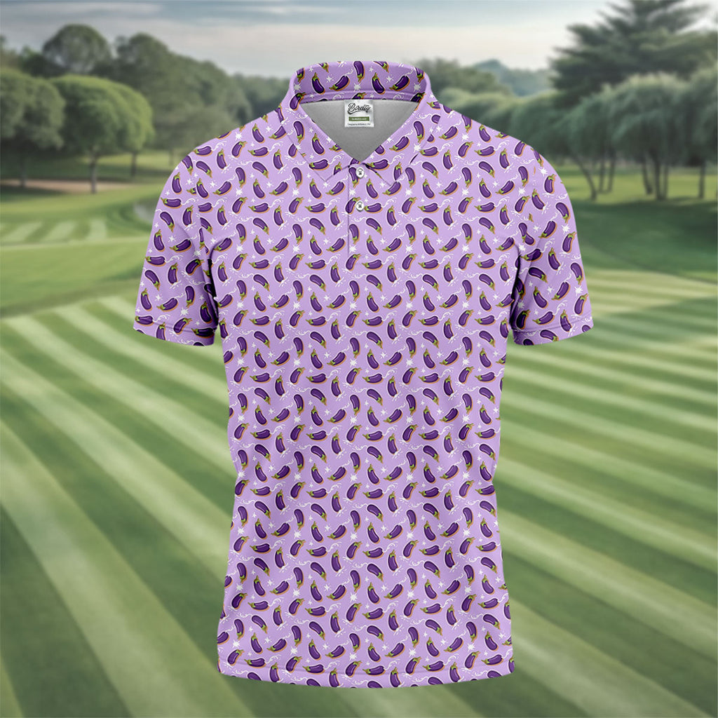 Funny Eggplant Purple Golf Shirt, Fun Golf Shirts For Men, Polo Shirts For Men, Golf Gift For Men