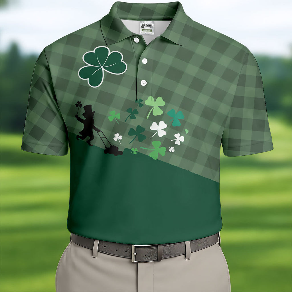 Green Checkered Leprechaun Shamrock St Patrick's Day Golf Shirt, Performance Golf Shirt, Polo Shirts For Men