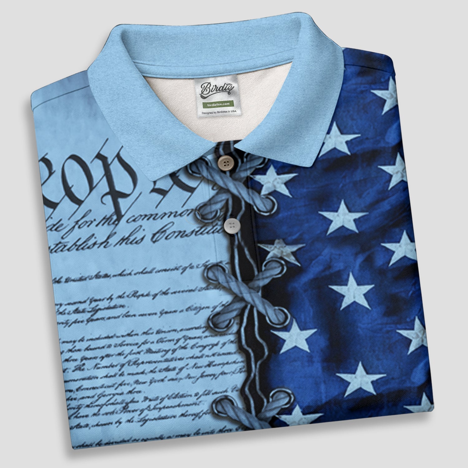 We The People Preamble Patriotic 4th Of July Blue Golf Shirt, 250th Anniversary Golf Shirts For Men
