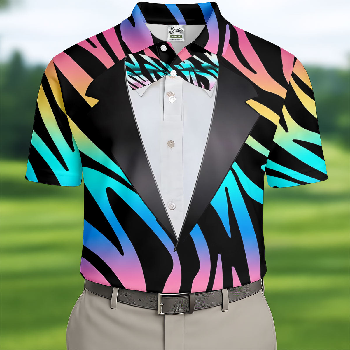 Colorful Zebra Funny Costume Hawaiian Golf Shirt, Polo Shirts For Men, Golf Shirts For Men