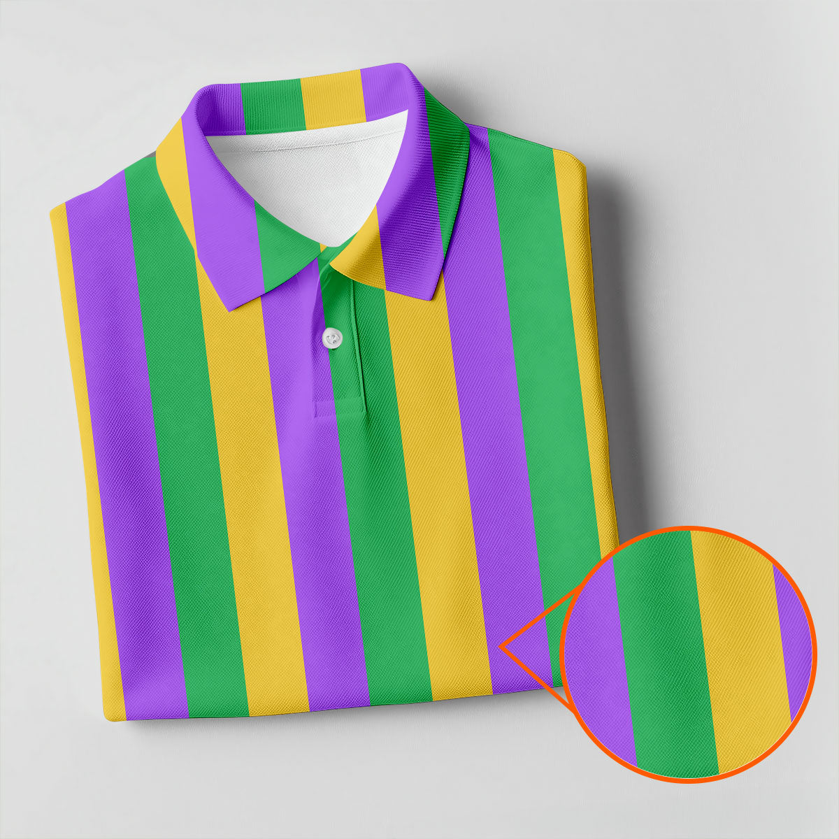 Green Gold Purple Vertical Stripe Mardi Gras Golf Shirt, Polo Shirts For Men, Golf Shirts For Men