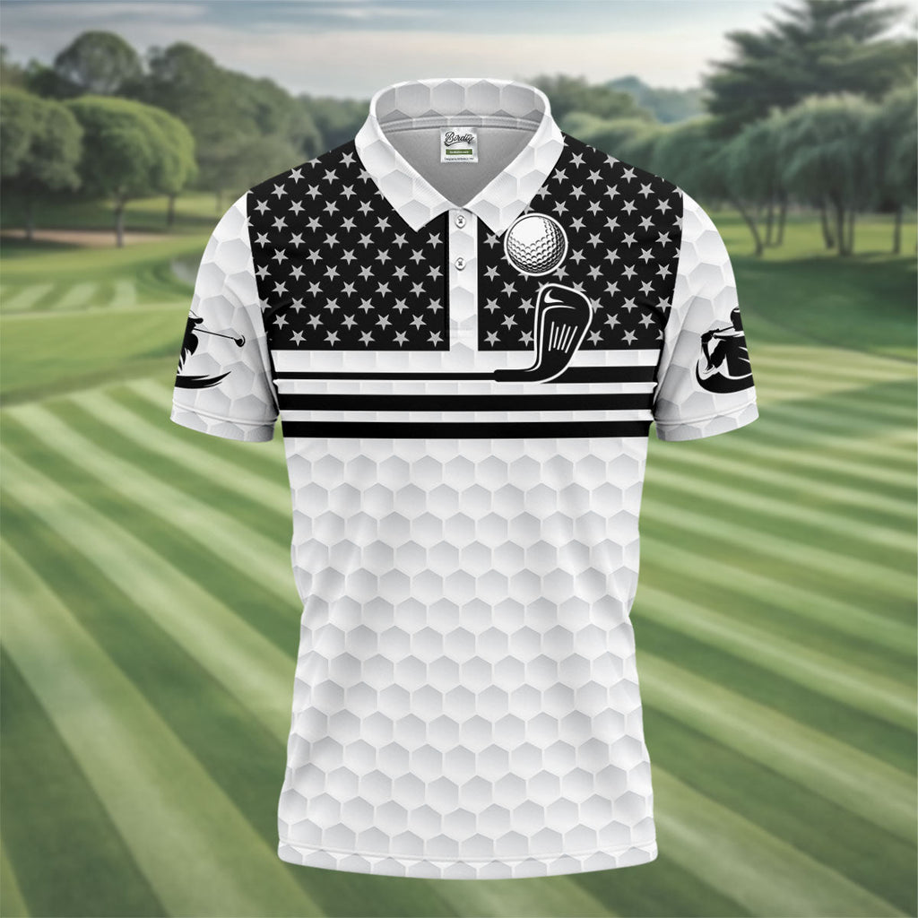 Best Dad By Par US Flag Pattern Dad Golf Shirt, Father's Day Golf Gift, Polo Shirts For Men