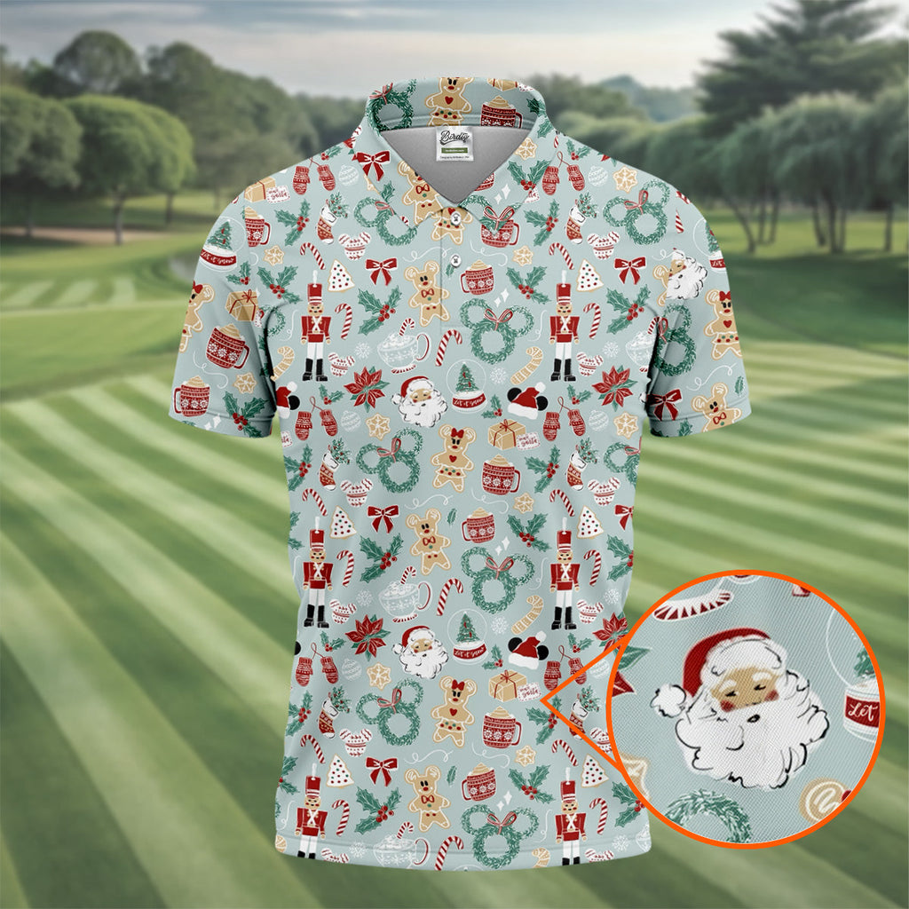Cute Cartoon Christmas Sweets Golf Tops For Men, Christmas Golf Shirt, Polo Shirts For Men, Golf Gift For Men