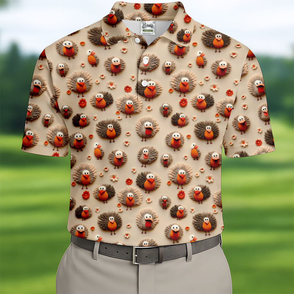 Little Turkey Thanksgiving Golf Tops For Men, Fun Golf Shirts For Men, Polo Shirts For Men, Golf Gift For Men