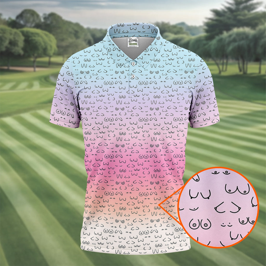 Funny Adult Humor Ombre Golf Shirt, Fun Men's Golf Polos, Polo ShirtFor Men, Golf Gift For Him