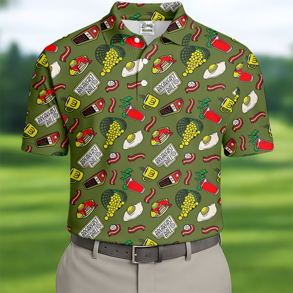 Breakfast Balls Golf Tops For Men, Men's Funny Golf Shirts, Golf Shirts For Men, Polo Shirts For Men