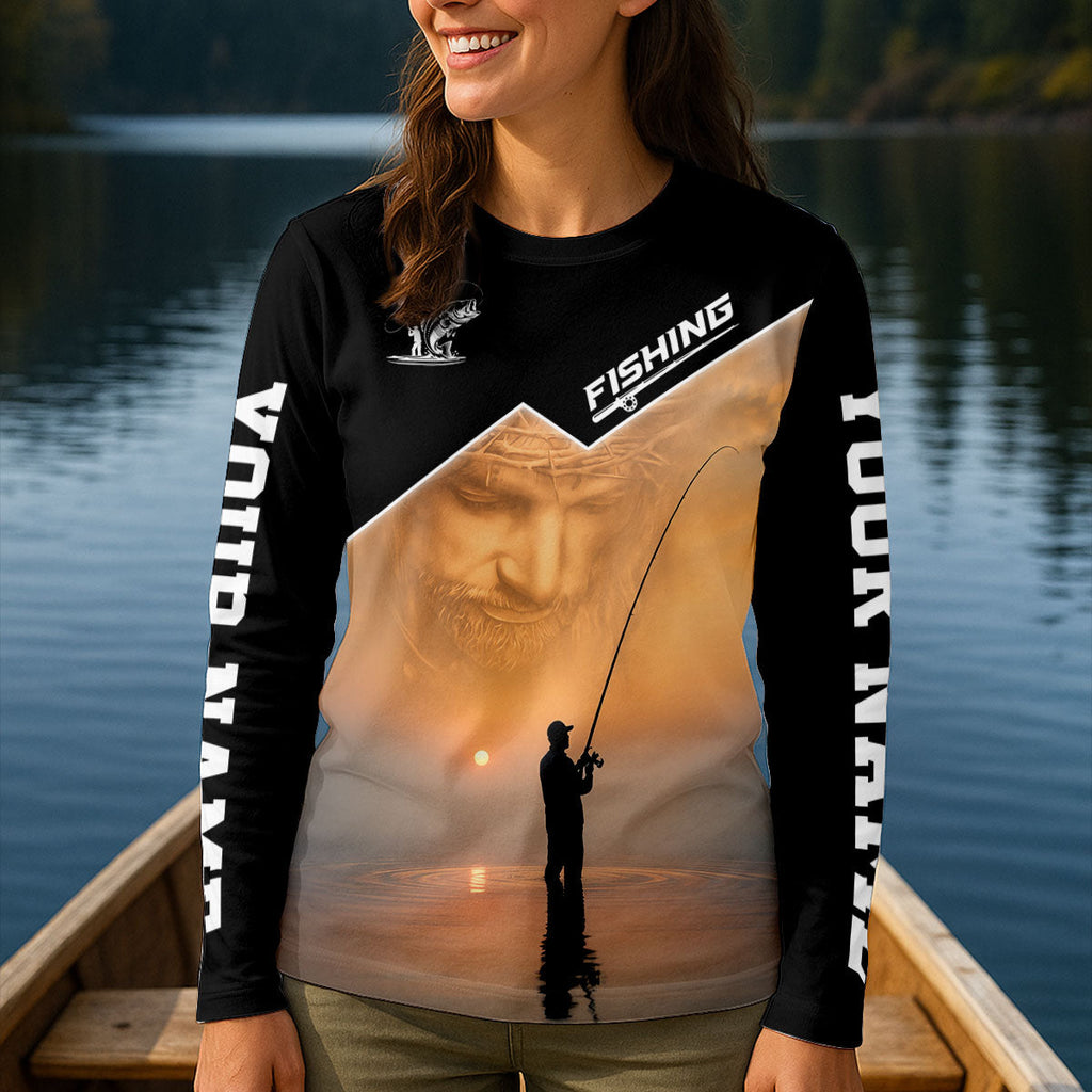 Go To Church Others Go Fishing And Think About God Fishing UPF Shirt, Womens Fishing Shirt