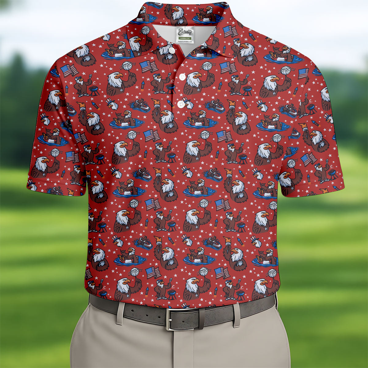 Patriotic Bald Eagle Golf Shirts For Men, 250th Anniversary 4th Of July Golf Shirt, Golf Gift For Men