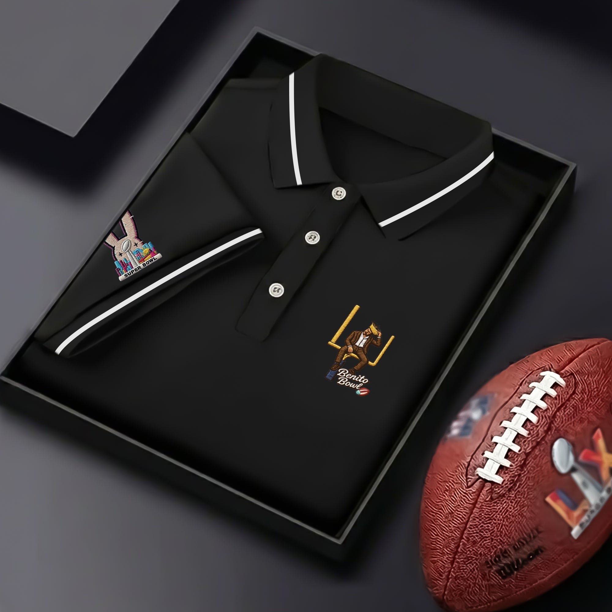 Bad Bunny Benito Bowl Sport Polo, Gift Ideas For Football Fans, Game Day Football Theme Bad Bunny Shirt
