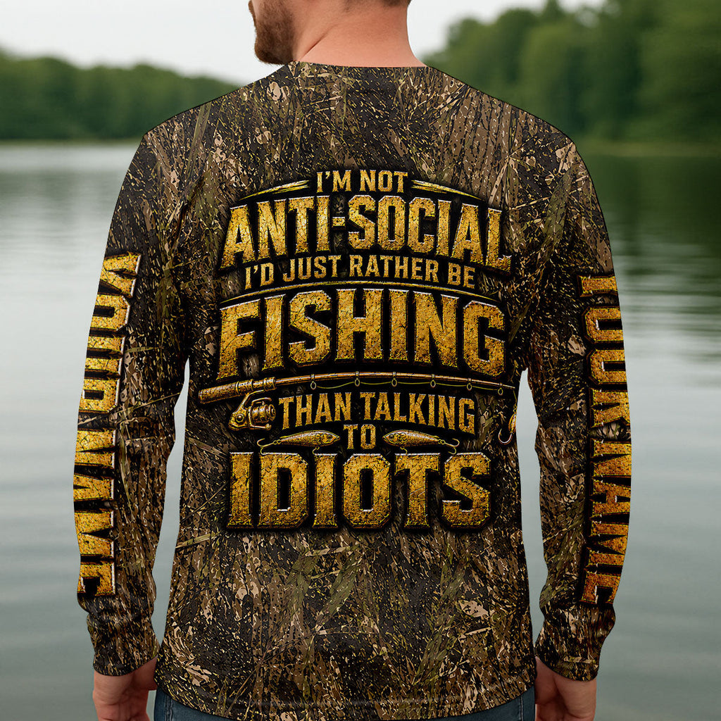 Rather Be Fishing Than Talking To Idiots UPF Shirt, Fishing Shirt For Men, Mens Fishing Shirt
