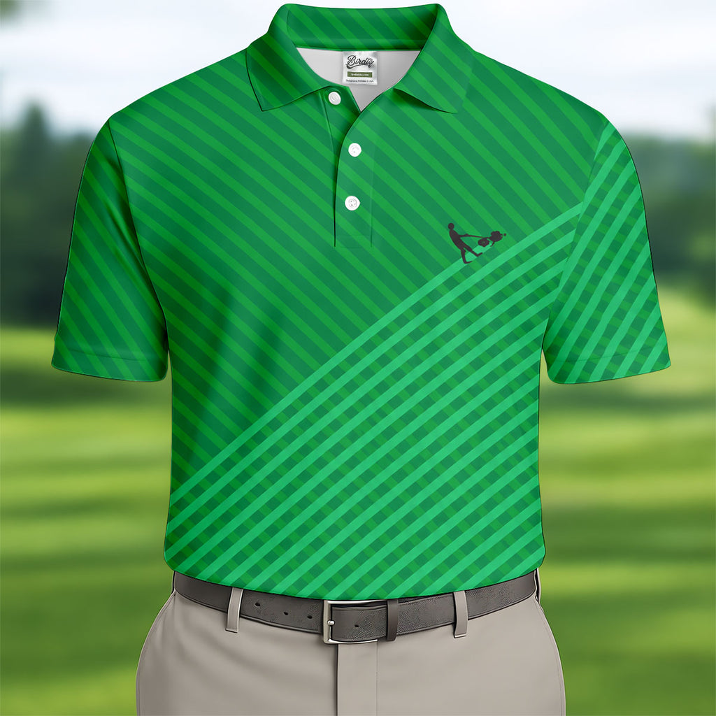 Lawn Mower Green Cross Stripe Father's Day Golf Shirt, Polo Shirts For Men, Golf Gift For Dad
