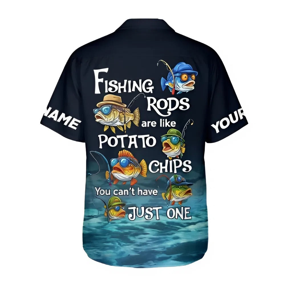 Personalized Men's Hawaiian Fishing Shirt - Funny Fish Design, Custom Name