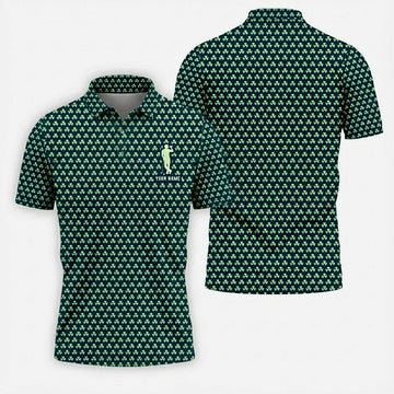 Personalized St Patrick's Day Golf Shirt for Men, Shamrock Beer Green Golf Shirt with Custom Name