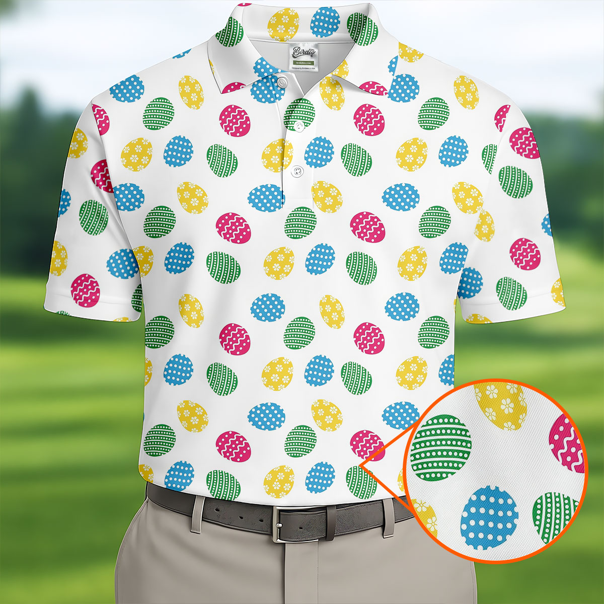 Colorful Easter Eggs White Golf Shirt, Cute Golf Outfit, Polo Shirts For Men, Golf Shirts For Men