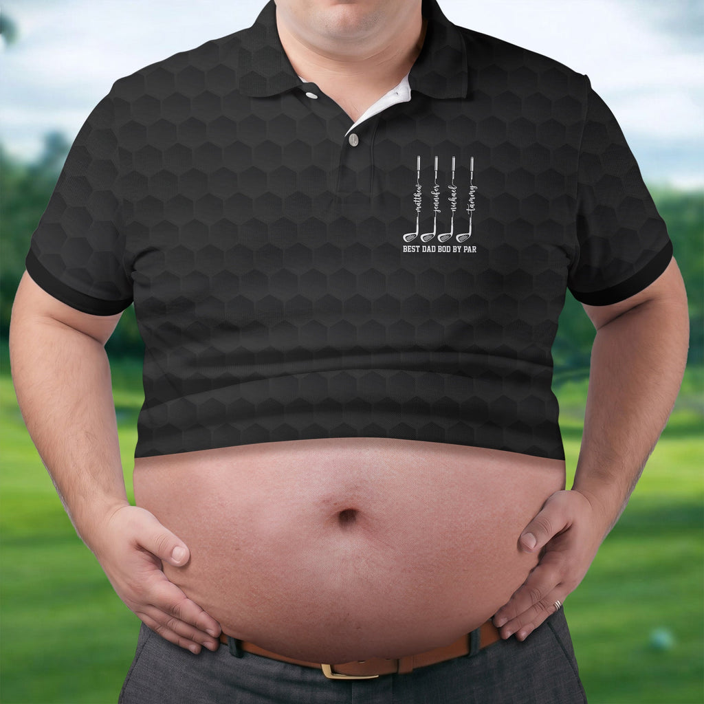 Best Dad Bod By Par Black Men's Funny Golf Polo Shirts, Father's Day Golf Shirt, Golf Gift For Dad