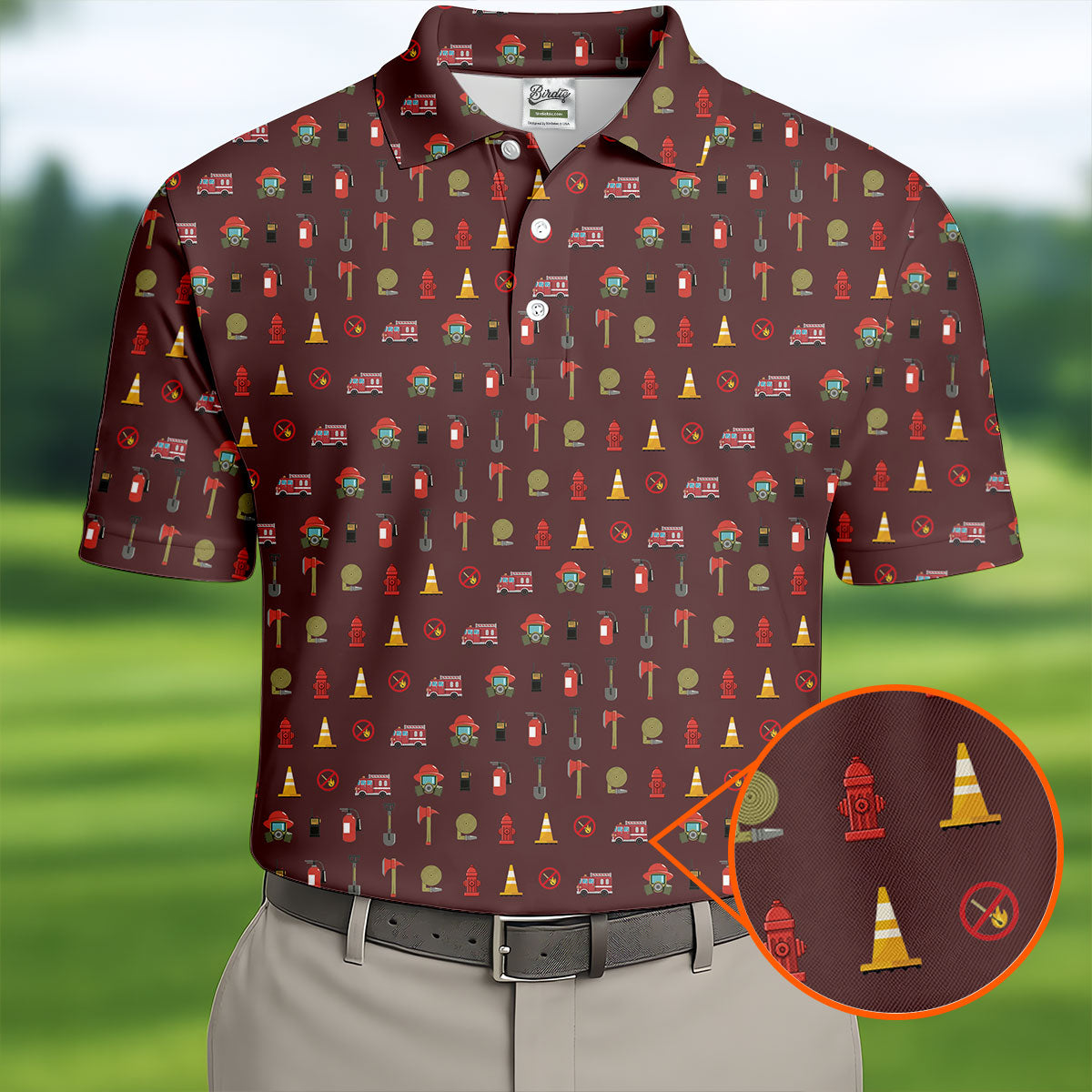 Fireman Patter Men's Funny Golf Shirts, Golf Tops For Men, Polo Shirts For Men, Golf Shirts For Men