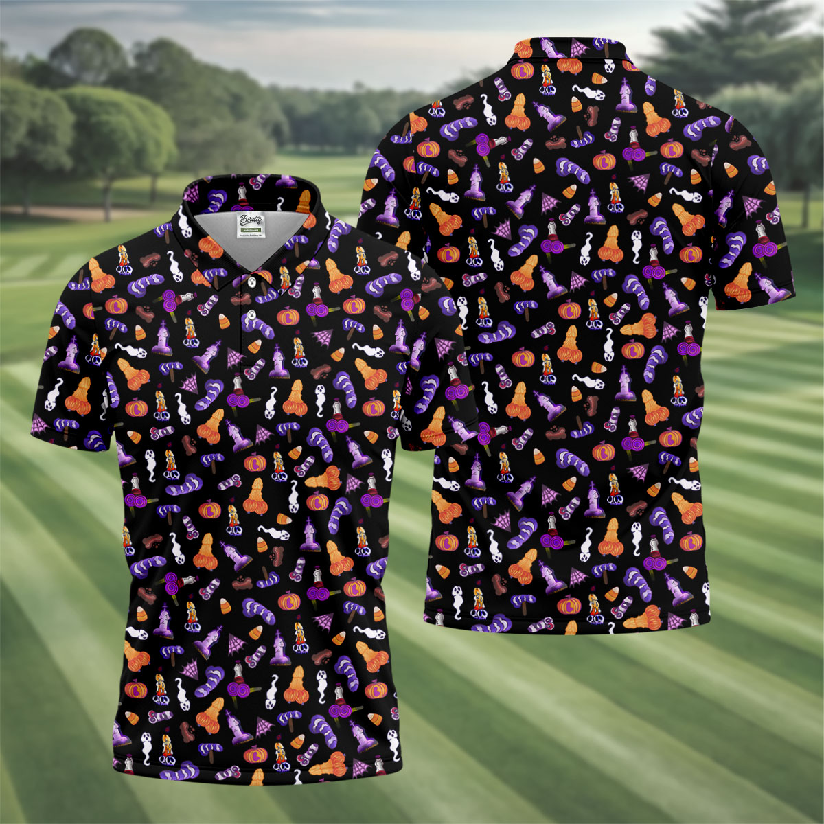 Funny Dirty Black And Purple Halloween Golf Shirt, Fun Golf Shirts For Men, Cool Golf Gift, Halloween Gift